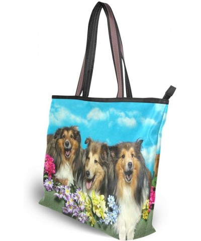 Women Tote Shoulder Bag Shetland Sheepdogs Handbag $15.84 Shoulder Bags