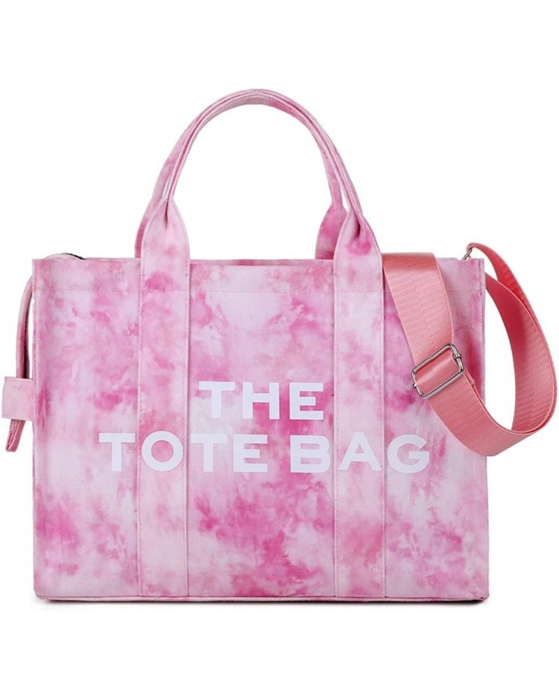 The Tote Bags for Women The Tote Bag Dupe Canvas Trendy Handbag Tote Purse with Zipper Canvas Crossbody Bag Pink-color $10.50...