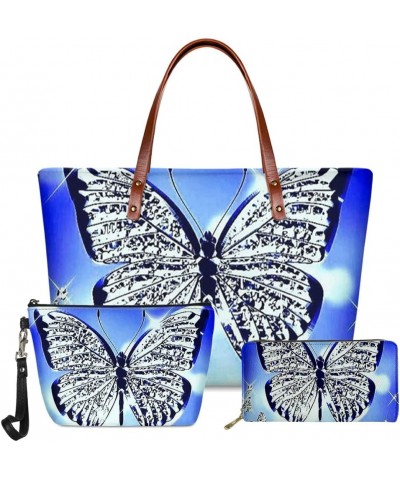 Purses and Handbags for Womens Satchel Shoulder Tote Bags Wallets 3PCS Bling Butterfly $28.31 Totes