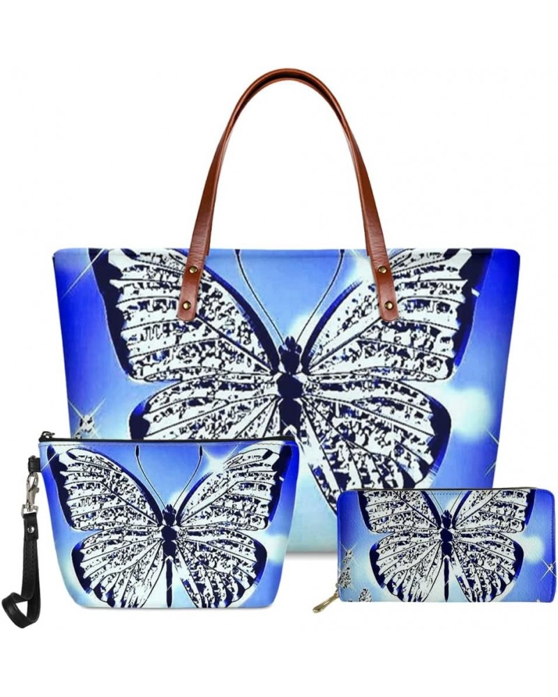 Purses and Handbags for Womens Satchel Shoulder Tote Bags Wallets 3PCS Bling Butterfly $28.31 Totes