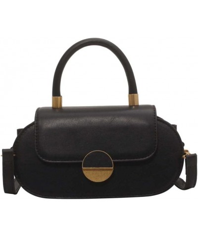 Contrast color handbag retro saddle bag single shoulder crossbody bag Black $32.93 Totes