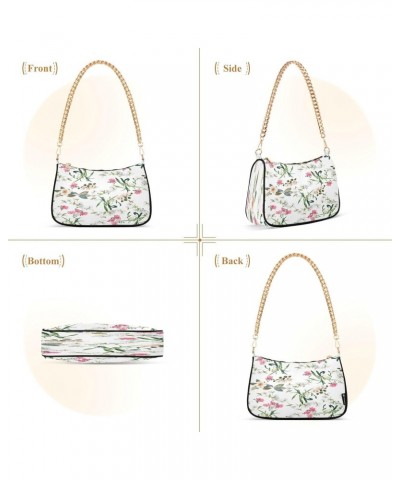 Camellia Narcissus Flowers Floral Womens Shoulder Bag for Women Girls Hobo Tote Handbag Gold Chain Crossbody Bag with Zipper ...