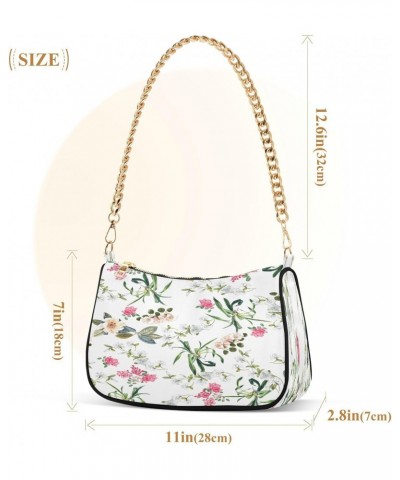 Camellia Narcissus Flowers Floral Womens Shoulder Bag for Women Girls Hobo Tote Handbag Gold Chain Crossbody Bag with Zipper ...