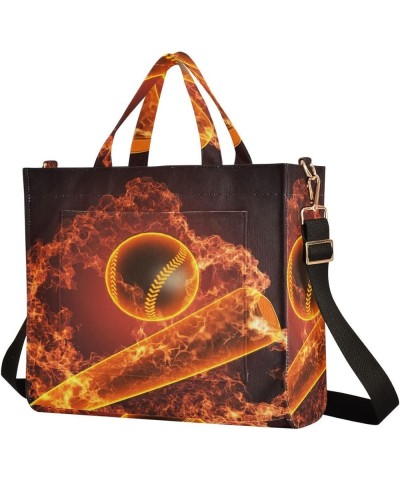 Baseball Fire Tote Bag for Women Crossbody Bags Purse Shoulder Bag Corduroy Travel Tote Bag for Vacation Beach Trip Multi $11...