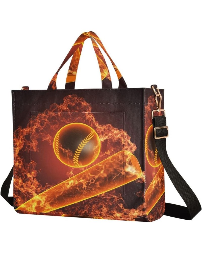 Baseball Fire Tote Bag for Women Crossbody Bags Purse Shoulder Bag Corduroy Travel Tote Bag for Vacation Beach Trip Multi $11...