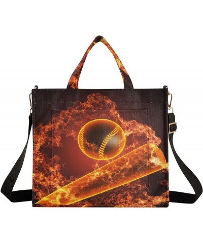 Baseball Fire Tote Bag for Women Crossbody Bags Purse Shoulder Bag Corduroy Travel Tote Bag for Vacation Beach Trip Multi $11...