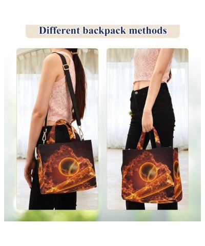 Baseball Fire Tote Bag for Women Crossbody Bags Purse Shoulder Bag Corduroy Travel Tote Bag for Vacation Beach Trip Multi $11...