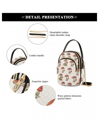 Mushrooms Crossbody Bag for Women Cell Phone Purse Wallet with Removable Chain Shoulder Handbag for Travel Passport Phone Wor...