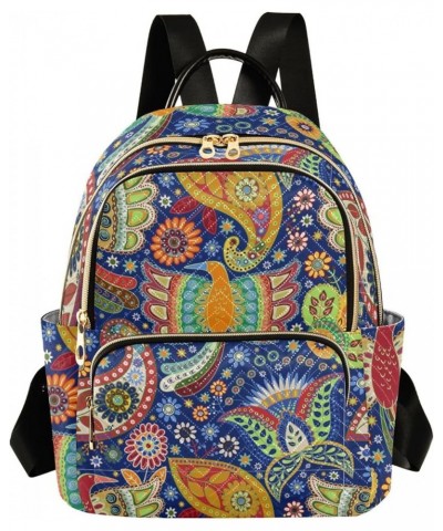 Ethnic Floral Background Mini Backpack Purse for Women, Ethnic Colorful Bird Travel Backpack Fashion Backpack Handbag Shoulde...