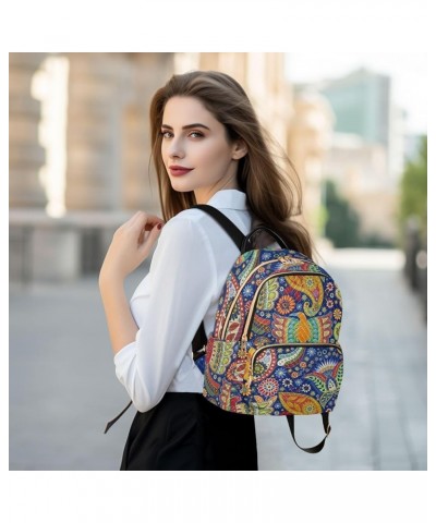 Ethnic Floral Background Mini Backpack Purse for Women, Ethnic Colorful Bird Travel Backpack Fashion Backpack Handbag Shoulde...