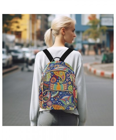 Ethnic Floral Background Mini Backpack Purse for Women, Ethnic Colorful Bird Travel Backpack Fashion Backpack Handbag Shoulde...