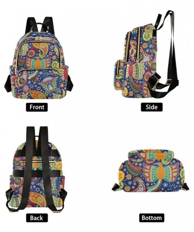 Ethnic Floral Background Mini Backpack Purse for Women, Ethnic Colorful Bird Travel Backpack Fashion Backpack Handbag Shoulde...