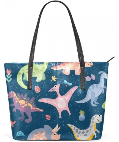 Handbags for Women Tote Bags with 11.08"(L) x 3.54"(W) x 11.02"(W) - Dinosaur Camouflage Cute Smiling Dinosaur $24.93 Totes