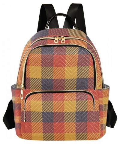 Women Backpack Autumn Color Plaid Anti-Theft Travel Backpack with Luggage Belt Lightweight Handbag Lady Purse Roomy Double Zi...