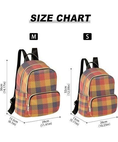 Women Backpack Autumn Color Plaid Anti-Theft Travel Backpack with Luggage Belt Lightweight Handbag Lady Purse Roomy Double Zi...