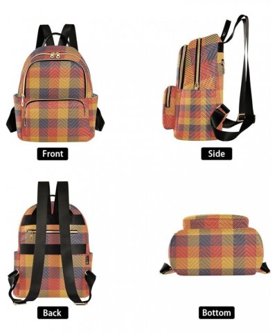 Women Backpack Autumn Color Plaid Anti-Theft Travel Backpack with Luggage Belt Lightweight Handbag Lady Purse Roomy Double Zi...