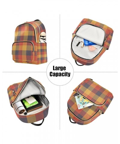 Women Backpack Autumn Color Plaid Anti-Theft Travel Backpack with Luggage Belt Lightweight Handbag Lady Purse Roomy Double Zi...