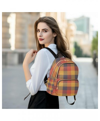 Women Backpack Autumn Color Plaid Anti-Theft Travel Backpack with Luggage Belt Lightweight Handbag Lady Purse Roomy Double Zi...