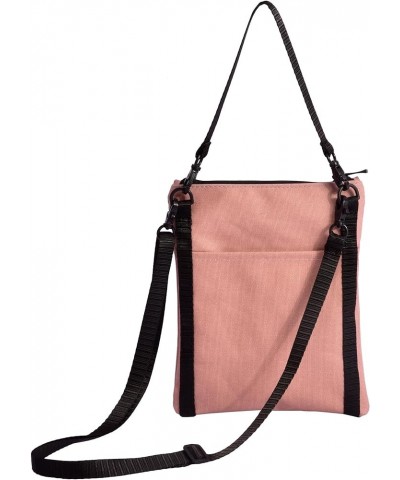 Canvas Small Crossbody Handbags With Multi Zipper Pockets And Removable/Adjustable Shoulder Strap for Women and Men Pink - L ...