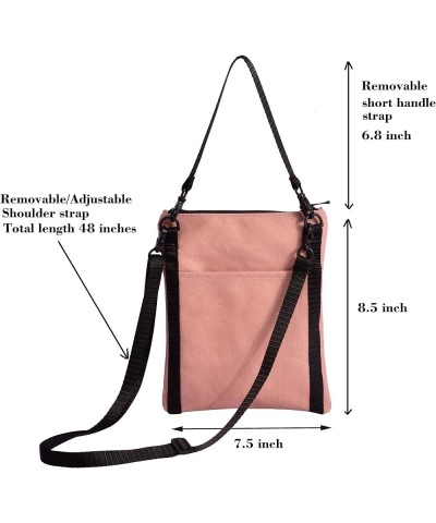 Canvas Small Crossbody Handbags With Multi Zipper Pockets And Removable/Adjustable Shoulder Strap for Women and Men Pink - L ...