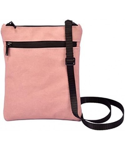 Canvas Small Crossbody Handbags With Multi Zipper Pockets And Removable/Adjustable Shoulder Strap for Women and Men Pink - L ...