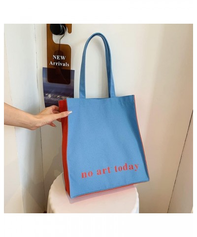 Aesthetic Tote Bag Modern Style Hobo Bag Inclined Shoulder Bag Large Capacity for Girls Women Office School (Blue) Blue $20.3...