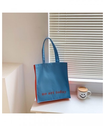 Aesthetic Tote Bag Modern Style Hobo Bag Inclined Shoulder Bag Large Capacity for Girls Women Office School (Blue) Blue $20.3...