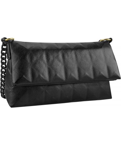 Geometric Crossbody Bags for Women, Vegan Leather Shoulder Purses, Black Clutch Handbags with Detachable Chain Strap $14.68 C...