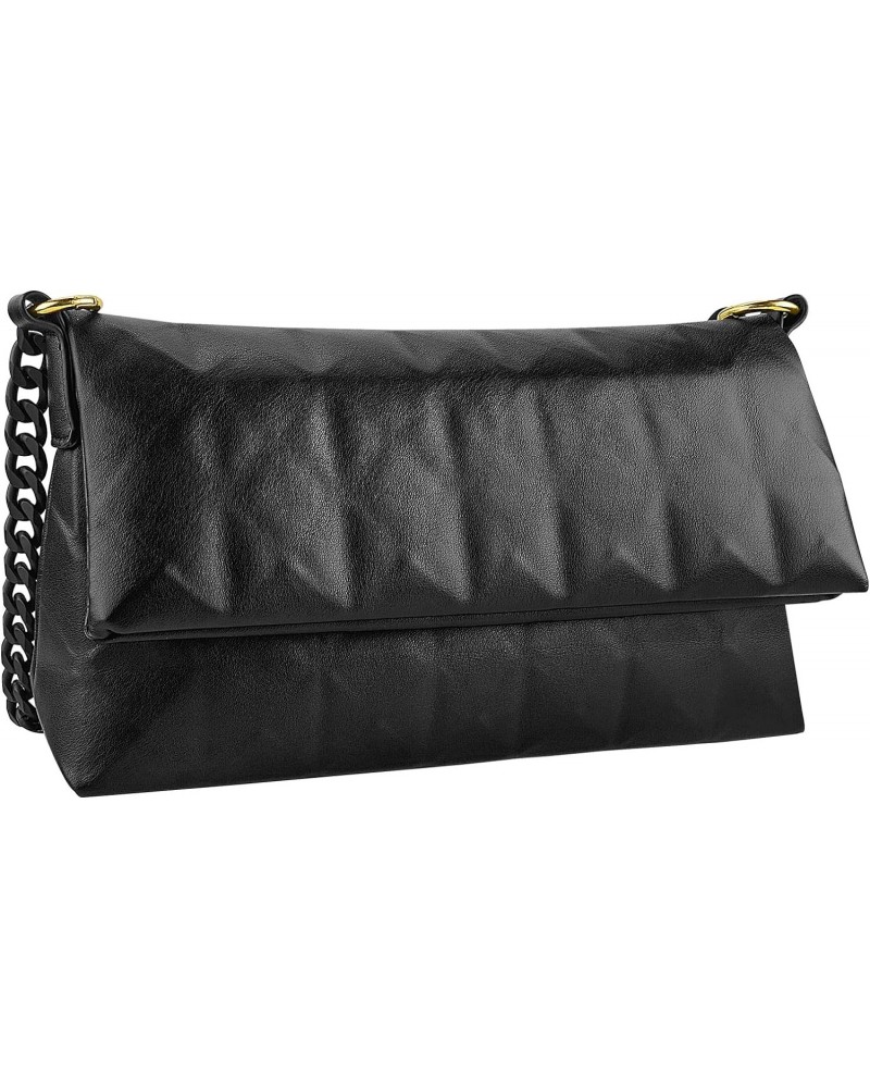 Geometric Crossbody Bags for Women, Vegan Leather Shoulder Purses, Black Clutch Handbags with Detachable Chain Strap $14.68 C...