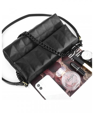 Geometric Crossbody Bags for Women, Vegan Leather Shoulder Purses, Black Clutch Handbags with Detachable Chain Strap $14.68 C...