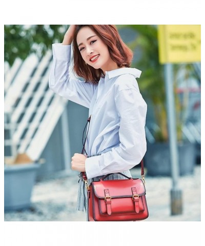 Genuine Leather Casual Messenger Bag Top Handle Tote Cross-body Bags Women's Unique Shoulder Bags (Pink,Small) Red $98.10 Totes