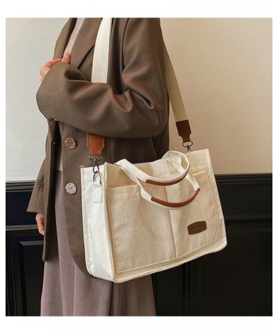 Tote Bag Women Corduroy Hobo Bag Satchel Bag College Bag Travel Bag Crossbody Bags Messenger Bag Tote Handbag 2024 B Beige Wh...