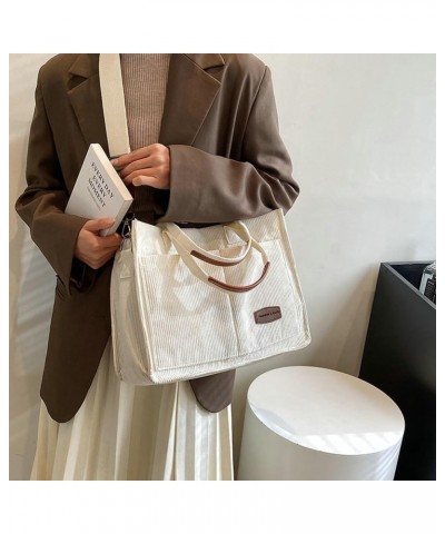 Tote Bag Women Corduroy Hobo Bag Satchel Bag College Bag Travel Bag Crossbody Bags Messenger Bag Tote Handbag 2024 B Beige Wh...