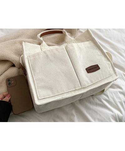 Tote Bag Women Corduroy Hobo Bag Satchel Bag College Bag Travel Bag Crossbody Bags Messenger Bag Tote Handbag 2024 B Beige Wh...