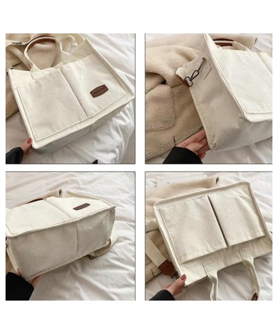 Tote Bag Women Corduroy Hobo Bag Satchel Bag College Bag Travel Bag Crossbody Bags Messenger Bag Tote Handbag 2024 B Beige Wh...