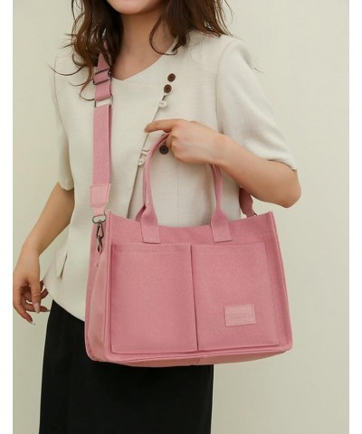 Corduroy Tote Bag for Women Fashion Multi-pocket Handbags Casual Crossbody Hobo Bag Cute Satchel Shoulder Bag 2024 B-pink $14...