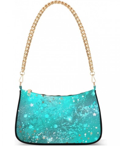 Crossbody Bags for Women Abstract Turquoise Marble White Star Small Handbags Shoulder Bag Purse Evening Bag Satchels with Cha...