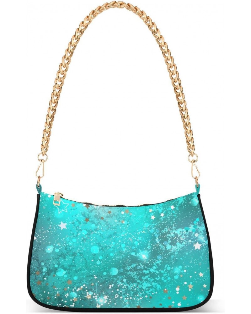 Crossbody Bags for Women Abstract Turquoise Marble White Star Small Handbags Shoulder Bag Purse Evening Bag Satchels with Cha...