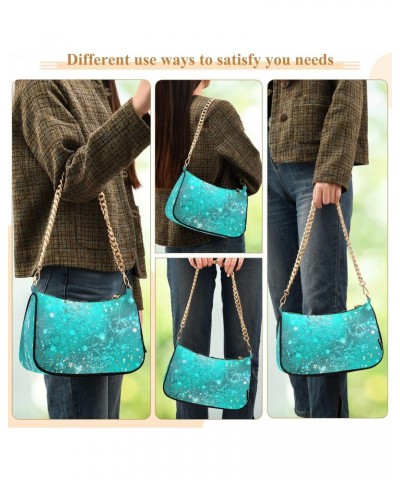 Crossbody Bags for Women Abstract Turquoise Marble White Star Small Handbags Shoulder Bag Purse Evening Bag Satchels with Cha...