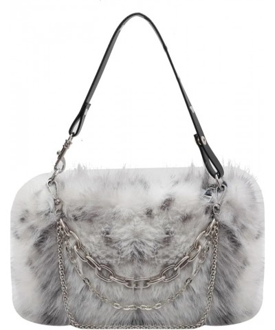 Fur bag women's plush chain underarm bag all-match Ins shoulder bag crossbody messenger bag Gray $25.76 Totes