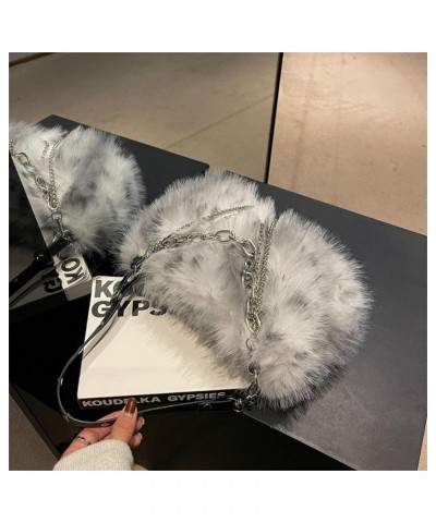 Fur bag women's plush chain underarm bag all-match Ins shoulder bag crossbody messenger bag Gray $25.76 Totes