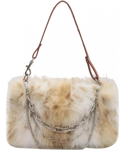 Fur bag women's plush chain underarm bag all-match Ins shoulder bag crossbody messenger bag Gray $25.76 Totes