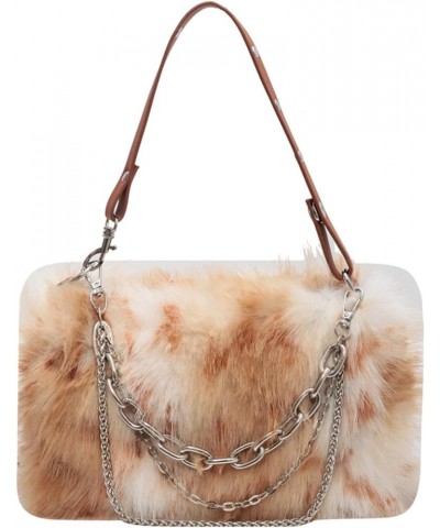 Fur bag women's plush chain underarm bag all-match Ins shoulder bag crossbody messenger bag Gray $25.76 Totes