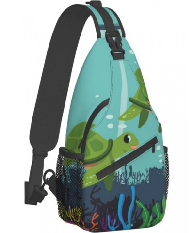 Swimming Turtles Sling Backpack Crossbody Shoulder Bag Travel Hiking Daypack for Women Men $13.62 Crossbody Bags