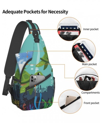 Swimming Turtles Sling Backpack Crossbody Shoulder Bag Travel Hiking Daypack for Women Men $13.62 Crossbody Bags