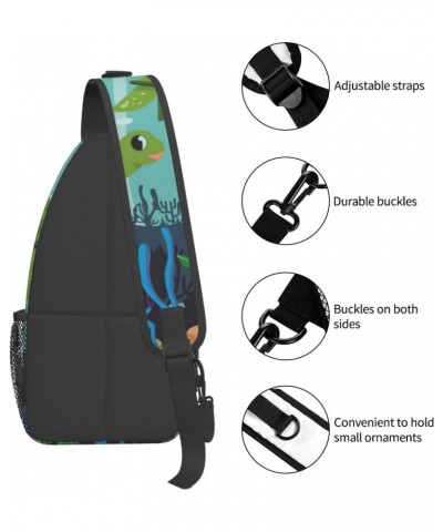 Swimming Turtles Sling Backpack Crossbody Shoulder Bag Travel Hiking Daypack for Women Men $13.62 Crossbody Bags