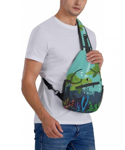 Swimming Turtles Sling Backpack Crossbody Shoulder Bag Travel Hiking Daypack for Women Men $13.62 Crossbody Bags