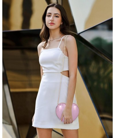 Mily Heart Shape Clutch Bag Messenger Shoulder Handbag Tote Evening Bag Purse Leather+pink $16.23 Evening Bags