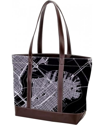 Tote Bags, Large Tote Bags for Women, Tote Bag with Zipper, Vintage City Map Black White, Tote Bags Women Design 6444 $24.95 ...