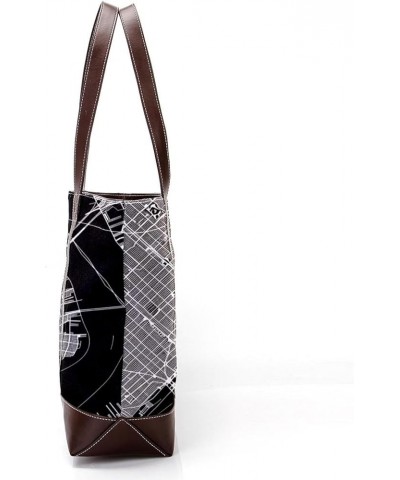 Tote Bags, Large Tote Bags for Women, Tote Bag with Zipper, Vintage City Map Black White, Tote Bags Women Design 6444 $24.95 ...